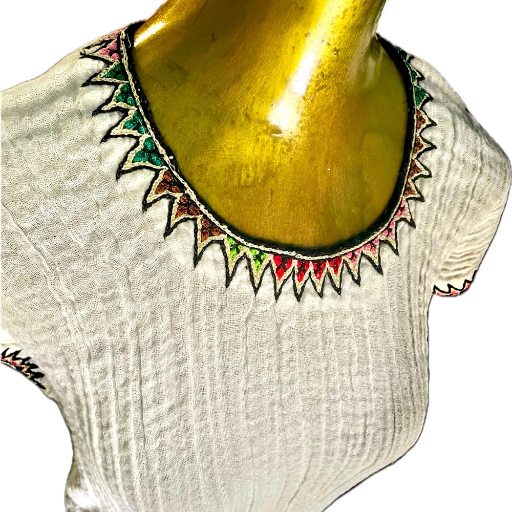 Handmade, exquisitely stitched, colorful, Mexican designs gauze shirt for women